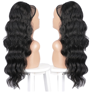 FURINA Vente en gros Extensions de cheveux synthétiques super douces longues bouclées crépues Deep Wave I-tip Queue de cheval à cordon avec peigne Clip-in - Product Image 1