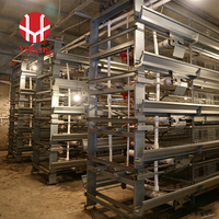 Cage à poules pondeuses automatique de type H à 3 niveaux en acier galvanisé avec système d'alimentation, d'abreuvement et de ramassage des excréments OEM