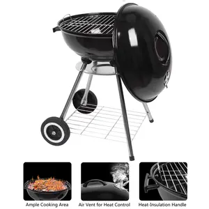 Grils de <span class=keywords><strong>barbecue</strong></span> portables dégagement charbon de bois avec roues, mise à niveau du gril de camping en acier, grilles de charbon de bois extérieures pour <span class=keywords><strong>barbecue</strong></span> pique-nique <span class=keywords><strong>barbecue</strong></span> - Product Image 2