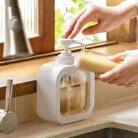 Bouteille pompe carrée en PET de 300 ml et 500 ml, rechargeable, pour savon liquide, shampoing et lotion pour salle de bain