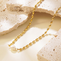 Ensemble de bijoux pour femmes DS Design en acier inoxydable plaqué or 18 carats avec perles, collier, bracelet et bague, résistant à l'eau - pour mariage et fête