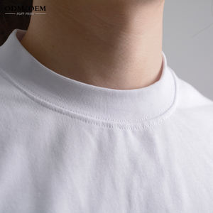 T-shirt Homme 350 g/m² 100% Coton Col Mock Rib Coupe Oversize Épaules Tombantes T-shirt Vierge Streetwear Lourd Uni pour Homme - Product Image 4