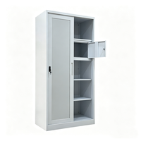 Armoire de rangement métallique à 2 portes coulissantes en acier avec miroir pour chambre à coucher et bureau