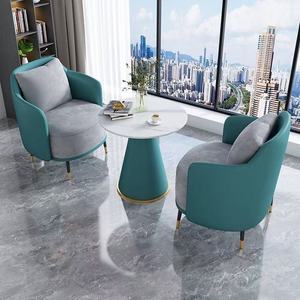 Conjunto de sofá de recepción moderno y mesa de centro de cuero PU para sala de estar, oficina, muebles para reuniones, color naranja y gris - Product Image 3