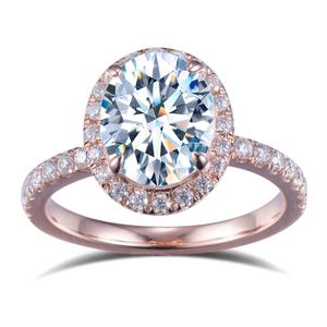 Anillo Halo para Mujer MS-600, Joyería de Moda en Oro Vermeil, Plata 925, Moissanita Corte Ovalado DEF - Product Image 1