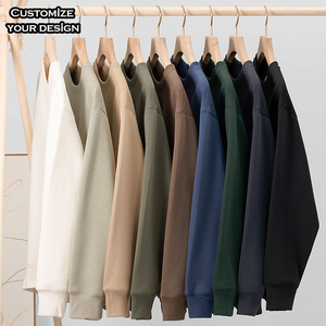 Custom Embroidered 100% Cotton Crewneck Sweatshirt for <b>Men</b> French Terry Long Sleeve Tshirt Solid Pattern Plain Blank Man Design - Product Image 3