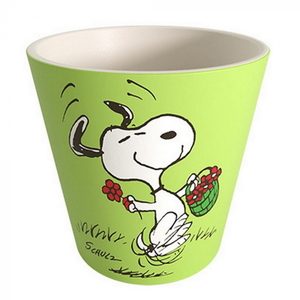 Snoopy <b>Ceramic</b> Espresso <b>Cup</b> 90ml Green Design with Flowers and Basket Home Use - Product Image 1