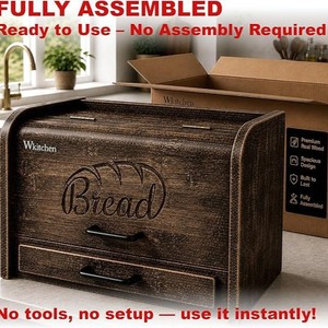 Caja de Pan de Madera con Cajones, Gran Capacidad, Almacenamiento de Cocina, Color Madera Natural, Forma Rectangular, Diseño Antipolvo - Product Image 4