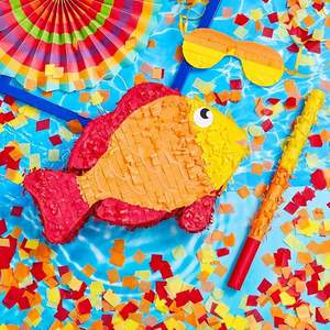 Piñata Poisson Tropical avec Bâton de Percussion et Masque <span class=keywords><strong>pour</strong></span> les Yeux – Piñata Finie Créative en Forme de Poisson – Cadeau de Fête Amusant Fait Main - Product Image 1