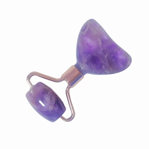 Mini herramientas de belleza, regalo, rodillo facial de amatista con piedras preciosas naturales, raspador Gua Sha, set de masaje con piedras. - Product Image 5