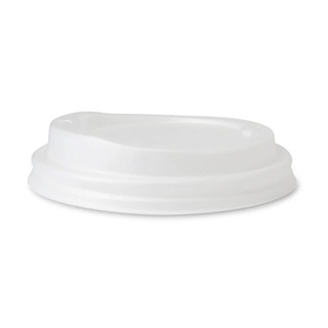 Couvre-gobelets CPLA de 90 mm de diamètre, couleur blanche, avec trou pour boire, compostables, jetables, écologiques - Product Image 4