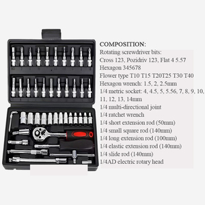 Chuyên Nghiệp 46-Mảnh Home & Sửa Chữa Xe Công Cụ Thiết Lập CR-V Chất Liệu Bao Gồm Máy Mài Khoan Tua Vít Wrenches & Trường Hợp Khó Cứng - Product Image 5