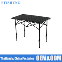 Table de camping pliable en métal portable, table pliante à plateau roulant réglable en hauteur pour pique-nique, randonnée et barbecue