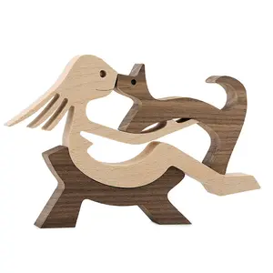 Animal decoration wooden statue and wooden decoration home accessories cat statue wooden decoration