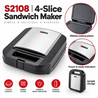 LEWE Grille-sandwich 4 tranches 1400W en acier inoxydable avec revêtement PTFE et marbre, design moderne pour usage domestique