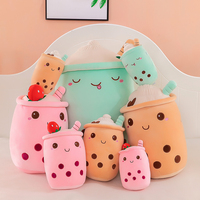 Peluche Bestseller Fraise Mignonne Boisson Jouet en Peluche Doux Crème Glacée Lait Thé Peluche Boba Jouet Peluche Boba Coussin