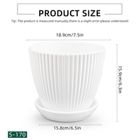 Pot de fleurs circulaire moderne en plastique PP de grande taille avec trous de drainage, durable, capacité de 2,89 L, modèle S-190, pour jardinage intérieur, usage domestique
