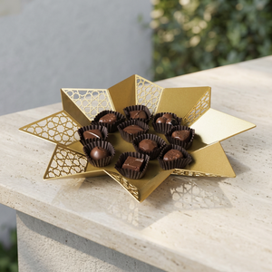 Plateaux de service en métal doré de style marocain en forme d'étoile pour la décoration de la maison pendant le Ramadan - Product Image 6