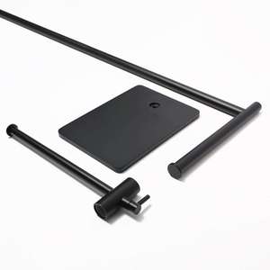 Duxini miễn phí đứng có thể điều chỉnh đôi Rod Đen Thép không gỉ phòng tắm <span class=keywords><strong>Rack</strong></span> khăn cho khách sạn với movable phụ kiện nhà vệ sinh - Product Image 6