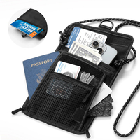 Dompet Dokumen Perjalanan Nilon Anti-RFID Mewah, Tas Selempang Tahan Air, Tempat Paspor Multifungsi, Kantong Gantung Leher
