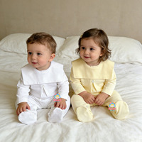 Vêtements pour bébé unisexes monogrammés, 100% coton, barboteuse à col bavoir, combinaison pour bébé garçon et fille, pyjama pour nouveau-né