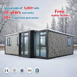 Maison modulaire préfabriquée de luxe extensible à bas prix de 40 pieds ou 20 pieds, avec 2, 3, 4 ou 5 chambres, villa préfabriquée avec terrasse - Product Image 1