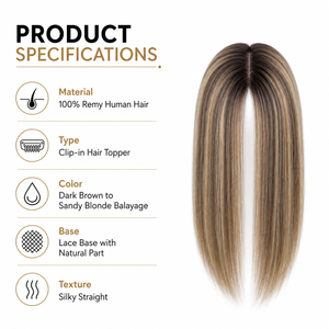 Topper de Cabello Humano Marrón Oscuro con Base de Monofilamento y Malla, Prótesis Capilar Asequible para Mujeres Maduras, Venta al por Mayor - Product Image 4