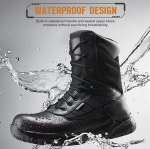 Bottes <span class=keywords><strong>de</strong></span> travail imperméables pour hommes à embout composite, fermeture éclair latérale, antidérapantes, anti-perforation, légères, en cuir, chaussures <span class=keywords><strong>de</strong></span> sécurité 8 pouces, <span class=keywords><strong>semelle</strong></span> en caoutchouc - Product Image 4