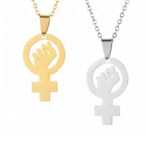 Yiwu Aceon Stainless Steel Election Support Symbol Jewelry Plain Logo Add Fist Cheer Up Hand In Circle Round Pendant