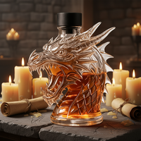 Carafe de luxe en verre borosilicate à tête de dragon 750 ml, bouteille de whisky personnalisée pour bar, fête, collection, décoration intérieure