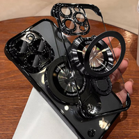 Funda Magnética de TPU de Lujo Anticaídas y Antigolpes para iPhone 16 Pro Max con Soporte Electrochapado, Accesorio Móvil