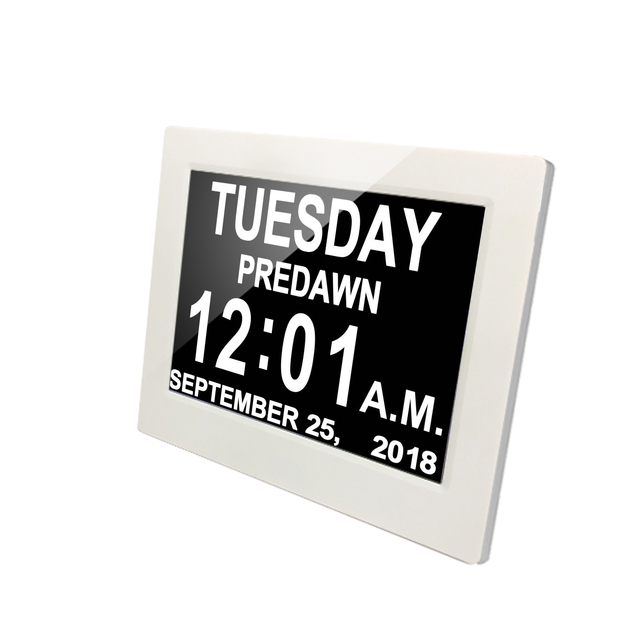 2020New Design Easy to Read 7.5 Inch Dementia Digital Calendar Alarm Day Clock for Elderly Seniors Talking Table Clock