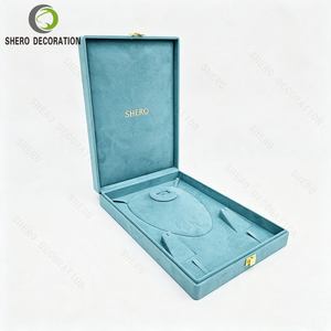 Custom Logo Wooden Jewelry <b>Gift</b> <b>Box</b> Suede Inner Lining Metal Clasp Lock For <b>Necklace</b> Earring Jewelry Set Packaging - Product Image 1