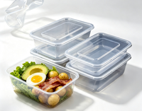 Conteneur alimentaire réutilisable en plastique de 500 ml, 650 ml, 750 ml, 1000 ml, empilable, hermétique, micro-ondable, jetable