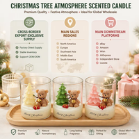 Bougie parfumée en cire de soja pour l'ambiance de Noël, motif ours mignon et cloche, décoration de Noël créative, cadeaux de Noël
