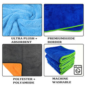 Serviette en microfibre double face pour le polissage et le séchage des voitures, ultra absorbante, sans rayures, sans peluches, en microfibre corail - Product Image 5