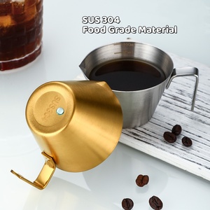 Kingze Accessoires pour expresso <span class=keywords><strong>en</strong></span> acier inoxydable Outils pour barista Tasses doseuses de <span class=keywords><strong>grains</strong></span> de café 3.4OZ/100ML avec poignée - Product Image 3