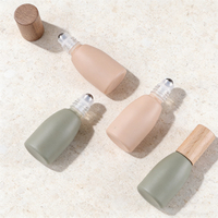 Flacons à bille en verre pour parfum avec couvercle en bambou ou en bois, pierres précieuses, pierres roulantes, flacon d'huile 5ml 10ml 15ml 30ml 50ml