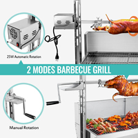 Rôtissoire d'Extérieur Barbecue en Acier Inoxydable Portable à Broche pour Cochon Entier Agneau, Barbecue à Charbon de Bois