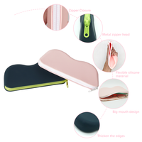 Étui en silicone de luxe avec logo personnalisé pour lunettes de soleil Sac de rangement étanche à fermeture éclair avec boîte à lunettes de soleil à la mode en forme d'oeil