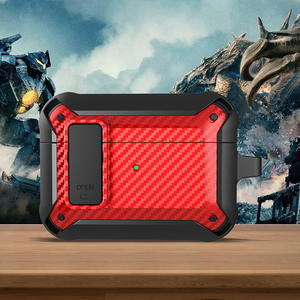 Pour le thème Mech du Pacific Rim, texture en fibre de carbone. Pour <span class=keywords><strong>AirPods</strong></span> Pro 3, étui de protection antichoc. - Product Image 2