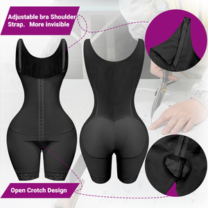 Faja colombiana de alta compresión con efecto reloj de arena, postoperatoria, sin mangas, de una pieza, con abertura en el <span class=keywords><strong>pecho</strong></span>, para mujer - Product Image 5