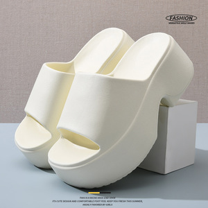 Sandales à talons compensés pour femmes, blanches, en EVA, à bout ouvert, pour l'été - Product Image 1