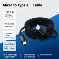 Cable OTG de Doble Vía Tipo C a Micro USB, USB2.0 480Mbps 20W, Cable de Carga y Datos Trenzado, Longitud Personalizada con Logotipo para Dispositivos Android