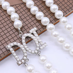 新款时尚2排白色珍珠链制作Isis符号标志装饰设计共济会DOI女士珠宝项链 - Product Image 6