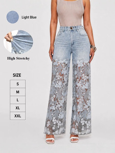 Jeans de Diseño con Parches de Encaje para Mujer, Verano 2026, Pantalones Casuales de Pierna Recta y Corte Ajustado - Product Image 4