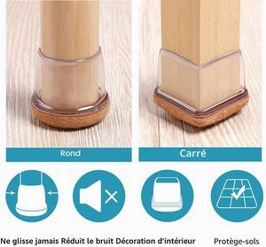Protections de pieds de chaise antidérapantes en silicone avec feutre pour meubles - Product Image 4