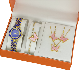 Wholesale Ladies' Quartz <strong>Watch</strong> butterfly Necklace Bracelet Earrings Accessory 5 PCS Fashion Gifts Jewelry <strong>Set</strong> for <strong>Women</strong> - Product Image 6