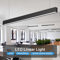 Suspension LED linéaire moderne et minimaliste à CRI 90, en aluminium, pour éclairage de bureau et salle à manger