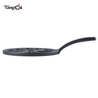 Mini moule à petit-déjeuner en fonte pré-culottée à 6 cavités en forme de cœur, plaque de cuisson antiadhésive incurvée à poignée unique pour gâteaux et œufs faits maison